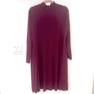 Susan Graver Women’s Petite 1X Liquid Knit A-Line
Long-Sleeve Mock Neck Dress